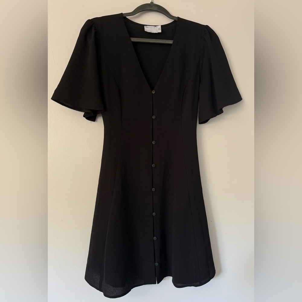 ASOS Black Mini V-neck Button-up Dress
